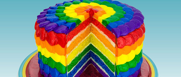 wedding cake with gay pride colors