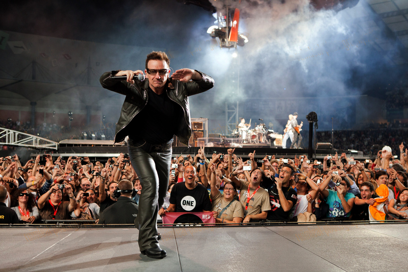 Coimbra, PORTUGAL: U2 performing live at Estadio Cidade de Coimbra in Coimbra, Saturday, Oct. 2, 2010.